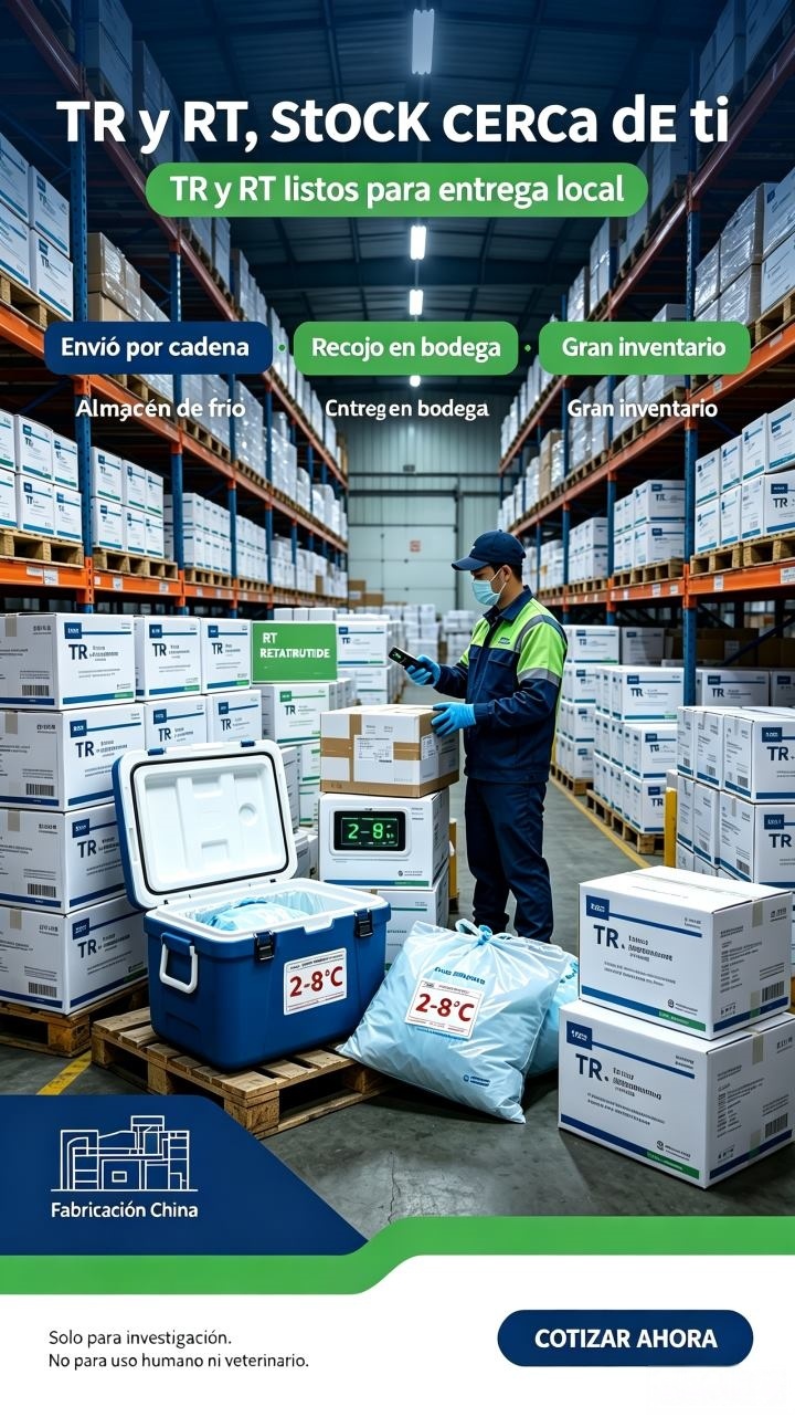 Operario con cajas frigoríficas y termómetro en el pasillo del almacén